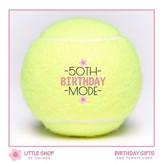 50th Birthday Mode Pink Floral Personalized Tennisbälle