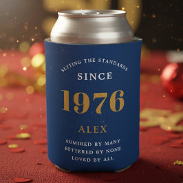 50th Birthday Name 1976 Blue Gold Elegant Chic Dosenkühler