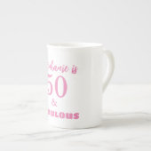 50th Birthday Name Monogram Gift Party Favor Porzellantasse (Vorderseite Rechts)