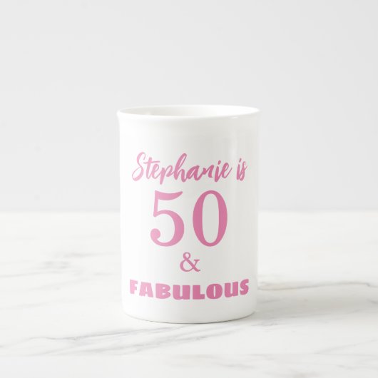 50th Birthday Name Monogram Gift Party Favor Porzellantasse (Vorderseite)