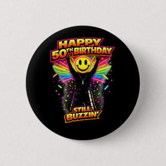 50th Birthday old skool raver Scottish rave scene  Button