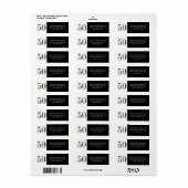 50th Birthday Party Black White Return Address (Vorne)