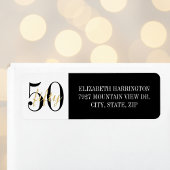 50th Birthday Party Black White Return Address