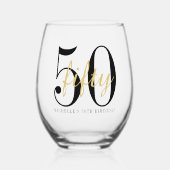 50th Birthday Party Celebration Minimalist  Weinglas Ohne Stiel (Vorderseite)