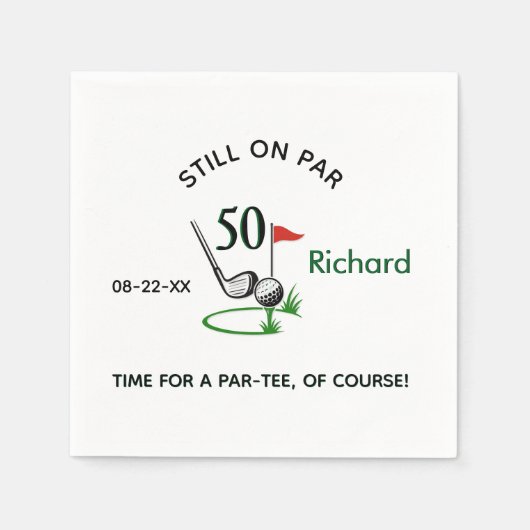 50th Birthday Party Custom Golf Theme Serviette (Vorderseite)