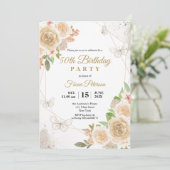 50th Birthday party Elegant floral Einladung (Stehend Vorderseite)