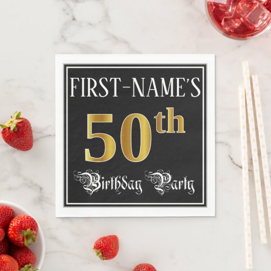 50th Birthday Party — Fancy Script, Falsch Gold Lo Serviette (Beispiel)