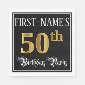 50th Birthday Party — Fancy Script, Falsch Gold Lo Serviette (Vorderseite)