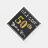 50th Birthday Party — Fancy Script, Falsch Gold Lo Serviette (Ecke)