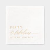 50th Birthday Party Fifty & Fabulous Modern Gold Servietten Mit Folie (Vorderseite)