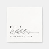 50th Birthday Party Fifty & Fabulous Modern Serviette (Vorderseite)