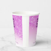50th Birthday Party Gleaming Pink Glitter Pappbecher (Rechts)