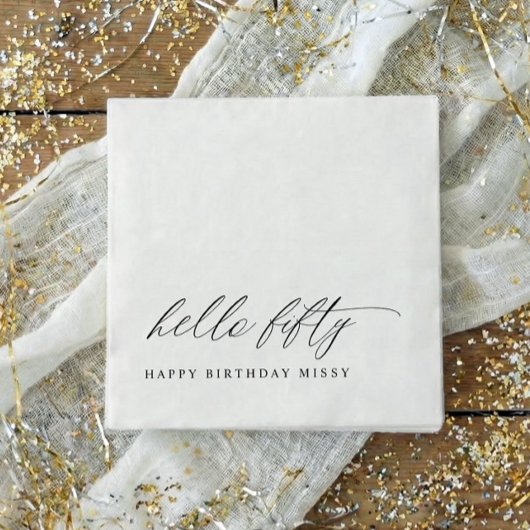 50th Birthday Party Hello 50 Modern Milestone Serviette