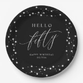 50th Birthday Party Hello Fifty Modern Fun Pappteller (Vorderseite)