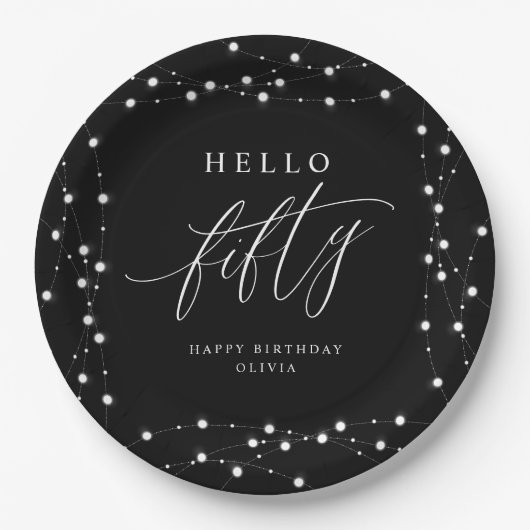 50th Birthday Party Hello Fifty Modern Fun Pappteller (Vorderseite)