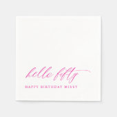 50th Birthday Party Hot Pink Hello 50 Modern Serviette (Vorderseite)