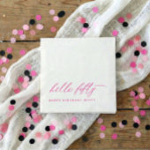 50th Birthday Party Hot Pink Hello 50 Modern Serviette