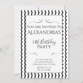 50th Birthday Party Modern Black and White Einladung (Vorderseite)