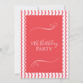 50th Birthday Party Modern Pink Red Einladung (Rückseite)