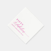 50th Birthday Party Pink Fifty & Fabulous Modern Serviette (Ecke)