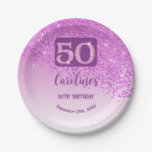 50th Birthday Party Sparkle Pink Glitter Pappteller (Vorderseite)