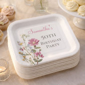 50th Birthday Party Wildflower Pappteller