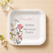 50th Birthday Party Wildflower Pappteller