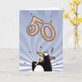 50th Birthday - Penguin Surprise Card Karte (Gelbe Blume)