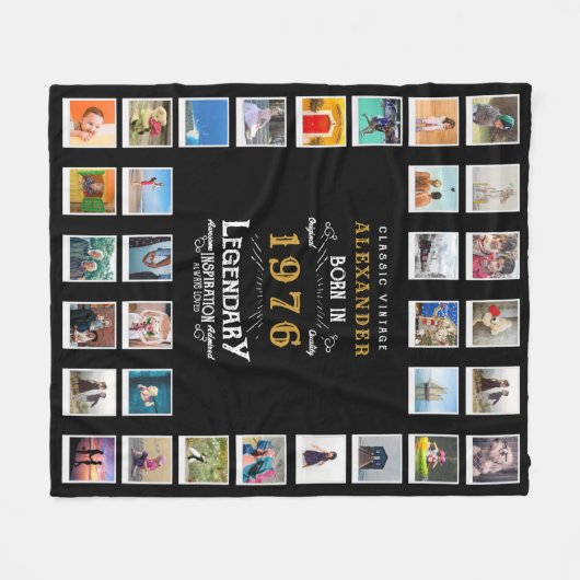 50th Birthday Photo Collage Father Grandfather Fleecedecke (Vorderseite (Horizontal))