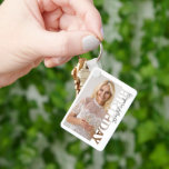 50th Birthday Photo college Party  Schlüsselanhänger<br><div class="desc">Celebrate a 50th birthday with this personalised photo keepsake keyring, featuring a modern rectangular photo frame with “BIRTHDAY” cut out along the side. Add your favourite photo and customise the text [Name]’s xxth to create a memorable keepsake that family, friends, or the birthday teen can carry every day. Perfect as...</div>
