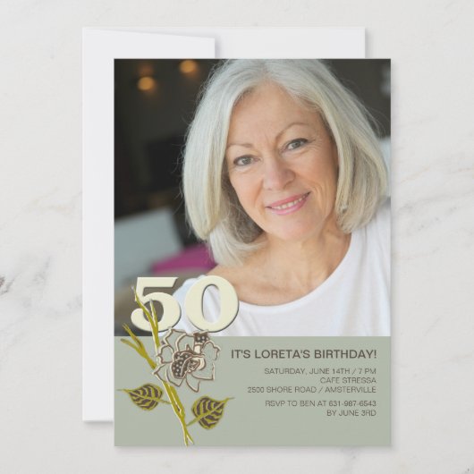 50th Birthday Photo Invitation Einladung (Vorderseite)