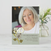 50th Birthday Photo Invitation Einladung (Stehend Vorderseite)