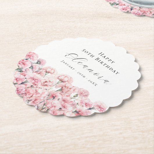 50th Birthday Pink Carnation January Birth Flower Untersetzer (angewinkelt)
