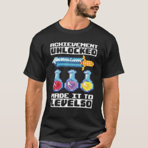 50Th Birthday Pixel Art Sword Achievement Unlocked T-Shirt