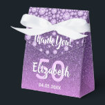 50th birthday purple pink glitter thank you geschenkschachtel<br><div class="desc">An elegant, glamorous and girly 50th birthday favor bag. Purple and pink gradient colored faux glitter with faux diamond sprinkle. Templates for a name, age 50 and a date. Date of birth or the date of the party/anniversary. With the text: Thank You! White and light pink colored letters. The name...</div>
