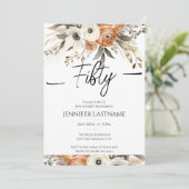 50th Birthday Rustic Floral Fall Einladung (Stehend Vorderseite)