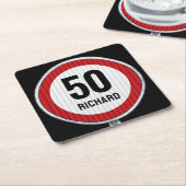 50th Birthday Speed Limit Sign - ANY AGE & NAME Rechteckiger Pappuntersetzer (angewinkelt)