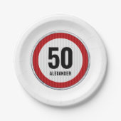 50th Birthday Speed Limit Sign CUSTOM AGE & NAME Pappteller (Vorderseite)