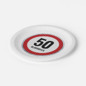 50th Birthday Speed Limit Sign CUSTOM AGE & NAME Pappteller (Schrägansicht)