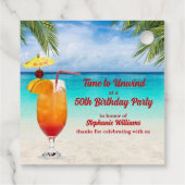 50th Birthday Summer Cocktail Beach Party Geschenkanhänger (Rückseite)