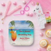 50th Birthday Summer Cocktail Beach Party Pappteller (Party)