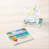 50th Birthday Summer Cocktail Beach Party Rechteckiger Pappuntersetzer (Vor Ort)