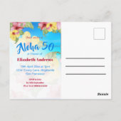 50th Birthday Tropical Flower Aloha 50 Einladung Postkarte (Rückseite)