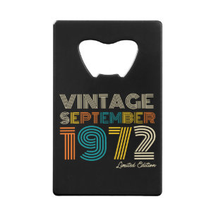 50th Birthday Vintage September 1972 Limited Edtn. Geldbeutel Flaschenöffner