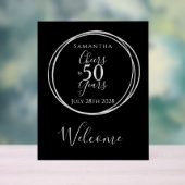 50th Birthday Welcome Cheers 50 Years Party Black Acrylschild (Neutral)