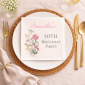 50th Birthday Wildflower Garden Party Serviette