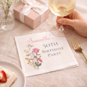 50th Birthday Wildflower Garden Party Serviette
