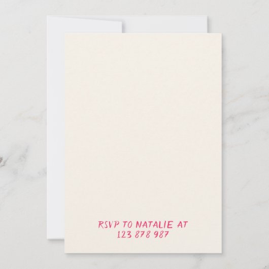 50th Bow Hand Drawn Pink Coquette Fünfzig Geburtst Einladung (Rückseite)