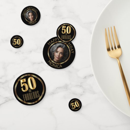 50th Fabulous Birthday - Black and Gold Konfetti (Gruppe)