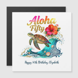 50th Fifty Birthday Card Tropical Ocean Beach  Magnetkarte